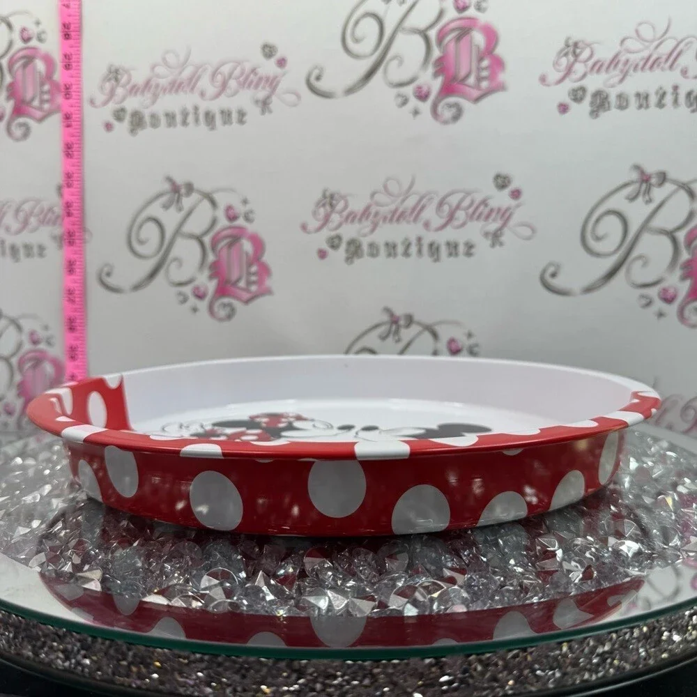 Disney tray lip sides Mickey & Minnie Red White Polka Dot Serving Tray